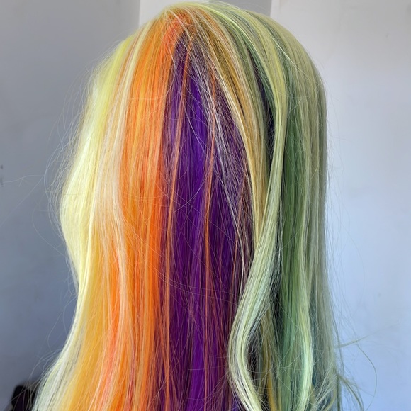✨24” 🌈 LEMON LIME-RAINBOW COLORFUL STRAIGHT LACE FRONT WIG *NEW - Picture 11 of 12